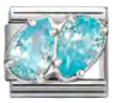 Gemstones - Raised Light Blue Twin CZ Drop Silver Charm