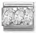 Gemstones - Raised White Trilogy CZ Silver Charm