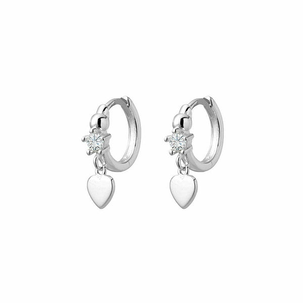 Petite Heart & CZ Huggie Earrings
