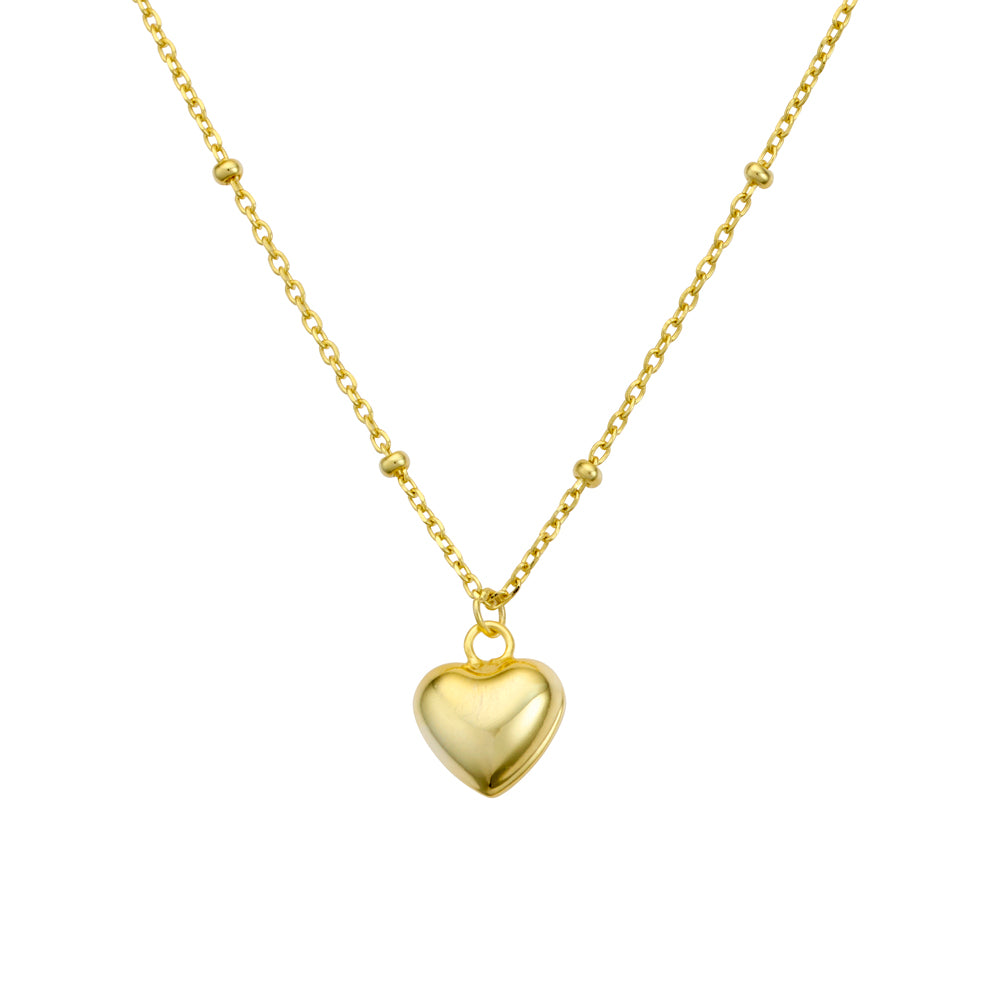 Mini Puff Heart Pendant on Fine Satellite Chain