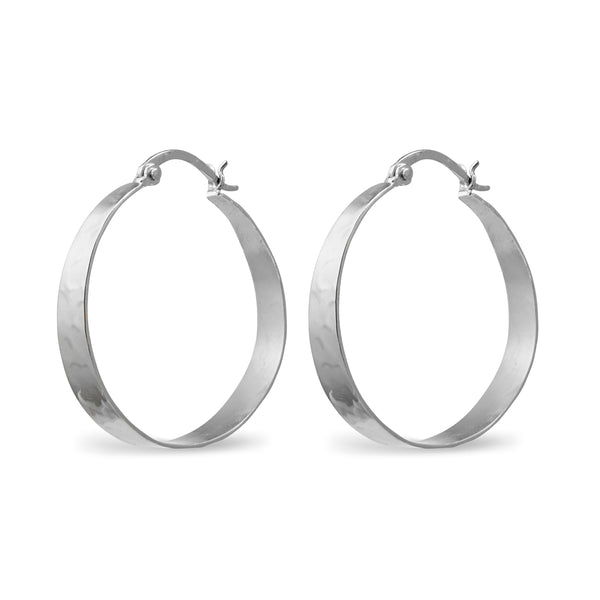 Classic Tapered 30 x 5mm Silver Hoop Earrings