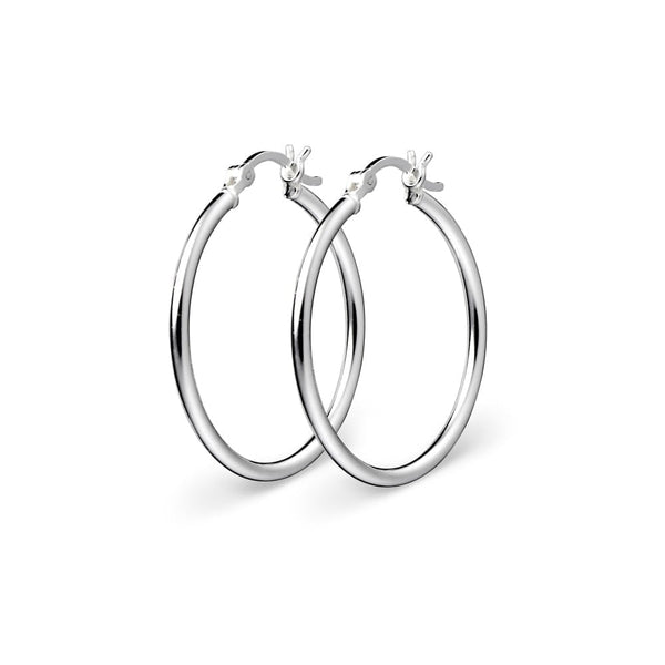 Earring - Round Plain Silver Hoops