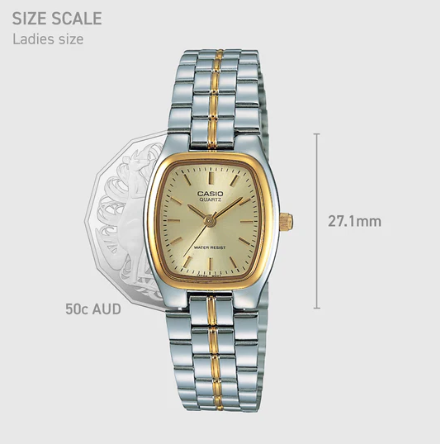 Casio Analogue Gold Face, Silver/Gold Stainless Steel Band Watch