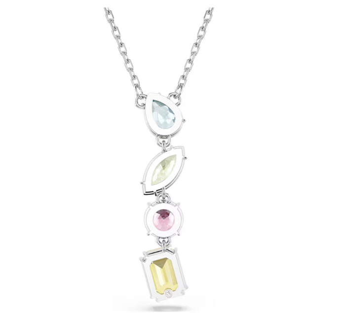 Gema Mixed cuts Multicoloured Silver Y Necklace