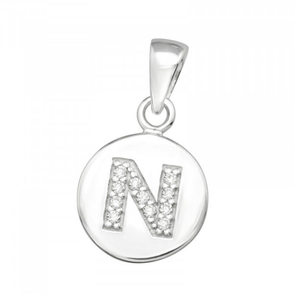 Kids Initial ‘N’ Disc with CZ Pendant - Silver & Gold