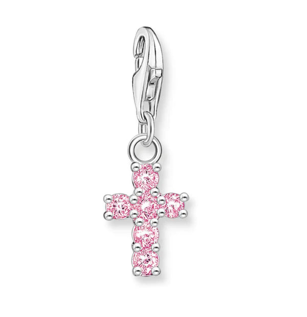 Charmista - Pink CZ Cross Silver Charm