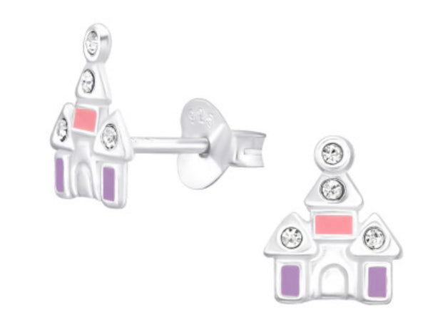 Kids Castle Silver Stud Earrings
