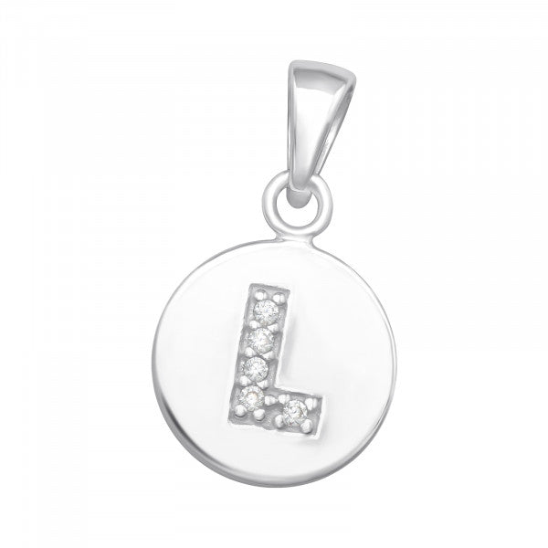 Kids Initial ‘L’ Disc with CZ Pendant - 2 colours