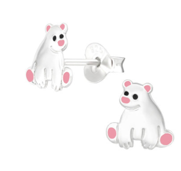Kids Bear Silver Stud Earring