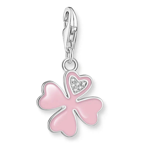 Charmista - Pink Clover Leaf with CZ Silver Charm