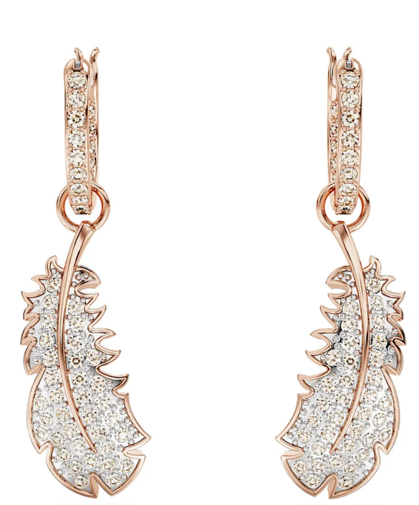 Nice Feather Rosegold Drop Earring