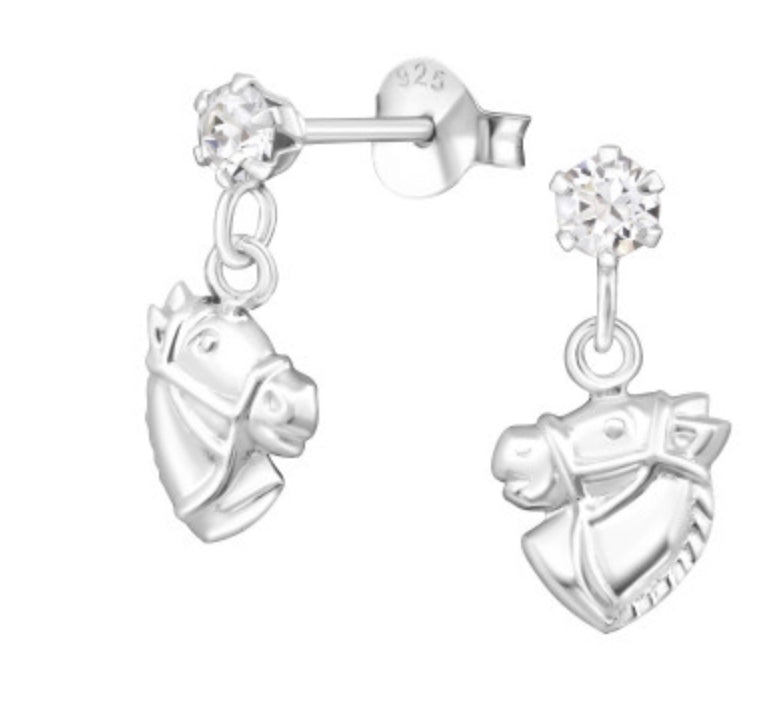 Kids Horse Face with CZ Drop Earring