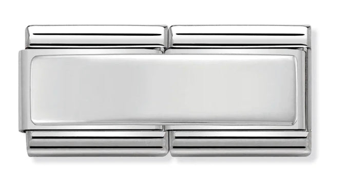 Double Link - Smooth Plain Engraving Double Link Silver Charm