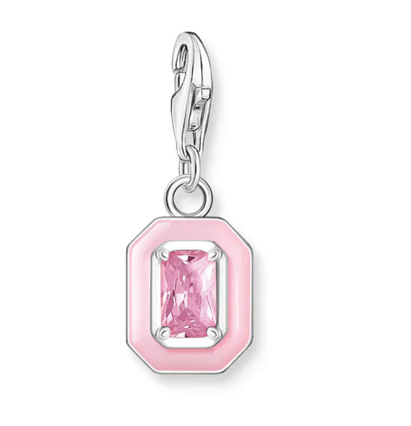 Charmista - Pink 3D Octagon with CZ Silver Charm
