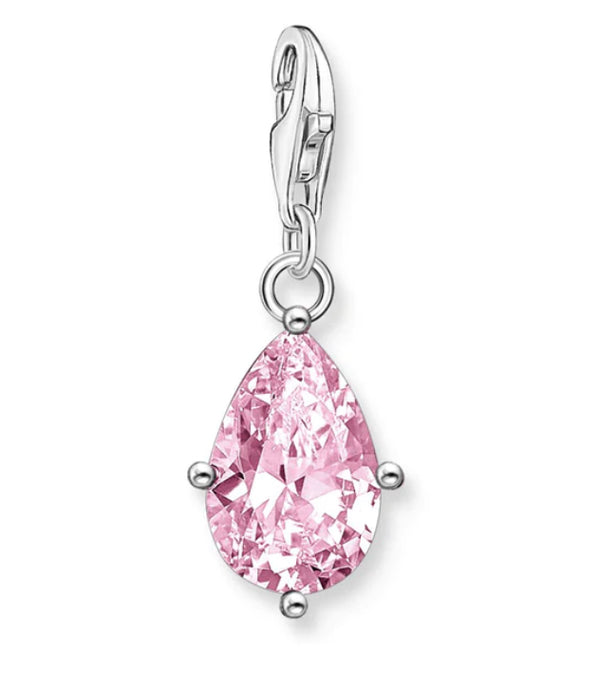 Charmista - Pink Teardrop with CZ Silver Charm