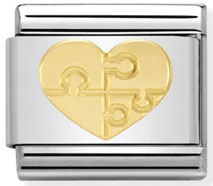 Heart with Puzzel Gold Charm