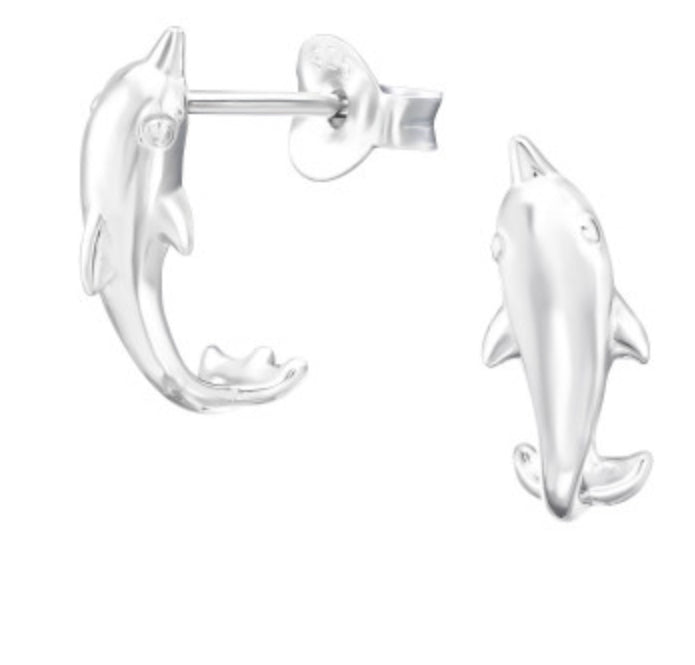 Kids Silver Dolphin Stud Earrings