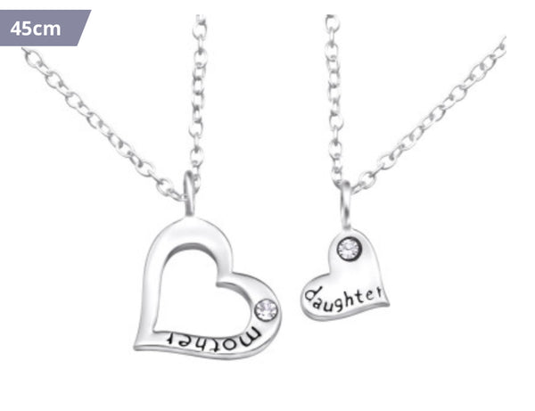 Matching Mother and Daughter with CZ Silver Necklace Set