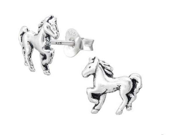 Kids Horse Silver Stud Earrings