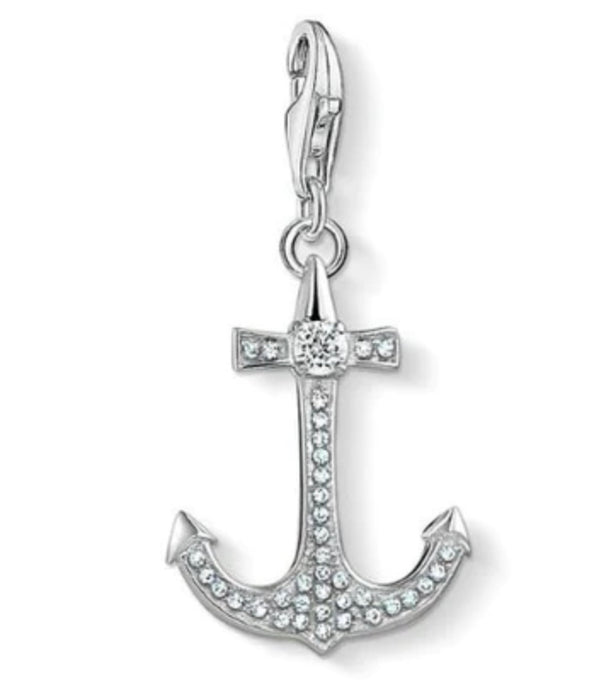 Anchor with CZ Silver Charm
