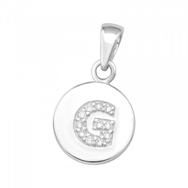 Kids Initial ‘G’ Disc with CZ Pendant - Silver & Gold