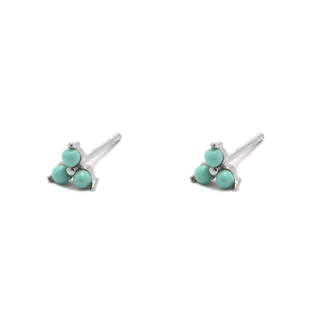 Turquoise Triangle Silver Stud Earring