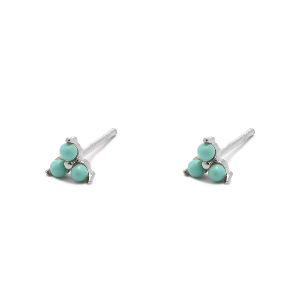 Turquoise Triangle Silver Stud Earring