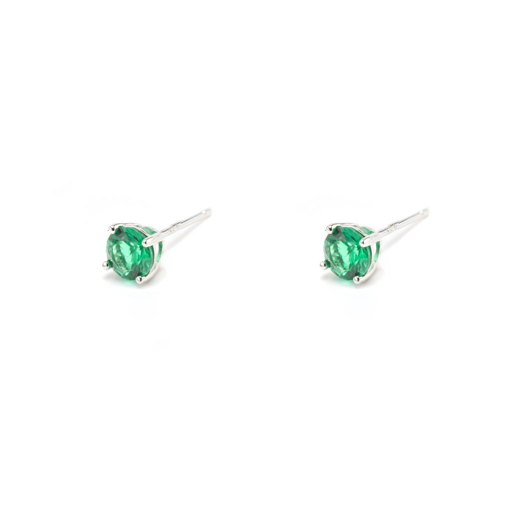 Coloured CZ Round Stud Earrings - 2 colours
