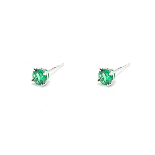 Coloured CZ Round Stud Earrings - 2 colours