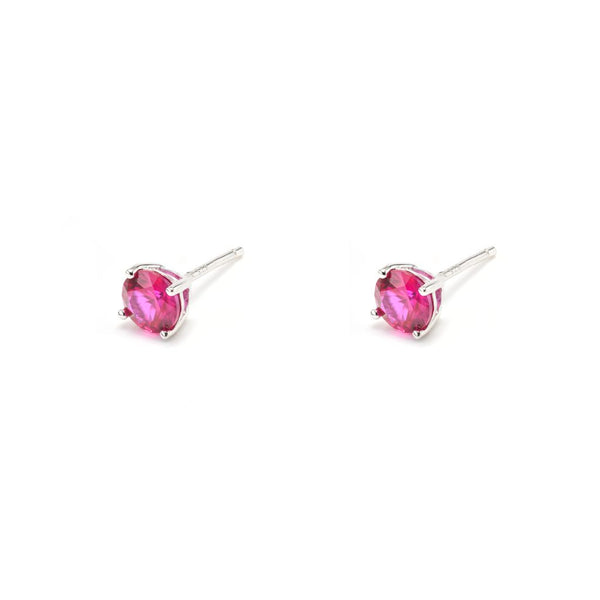 Coloured CZ Round Stud Earrings - 2 colours