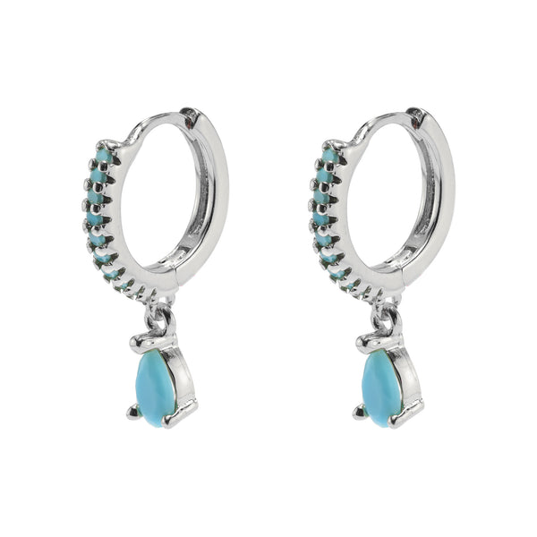 Earring - Turquoise Drop on turquoise pave Huggie