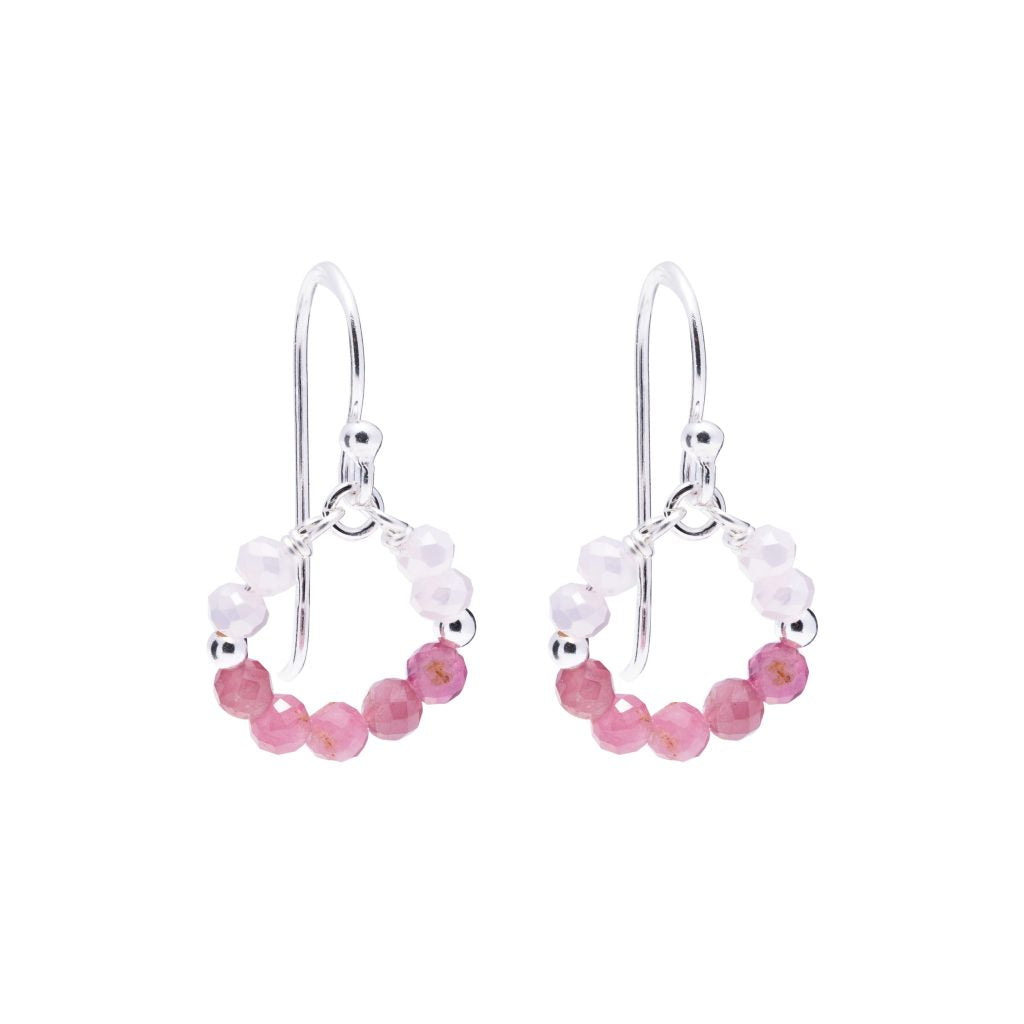 Pink Coloured Beaded Hook Earrings