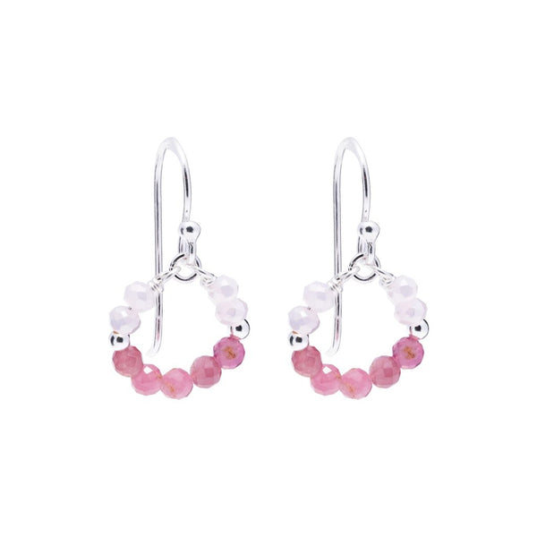 Pink Coloured Beaded Hook Earrings
