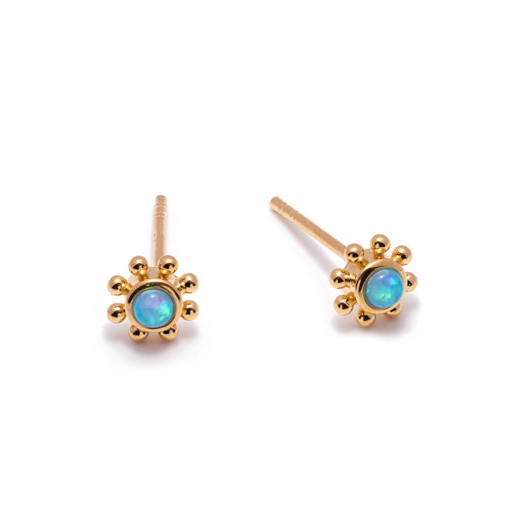 Earring - Blue Opalite Sun YGP Earring