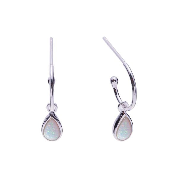 Earring - S/S Teardrop Opalite Hoop studs - 2 colour