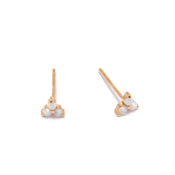 Earring - 3 Opalite Triangle  Stud Earring - 2 colours