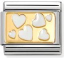Love - Scattered White Hearts Gold Charm