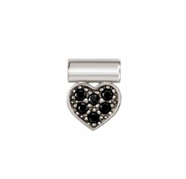 Seimia - Black CZ Heart Silver Pendant