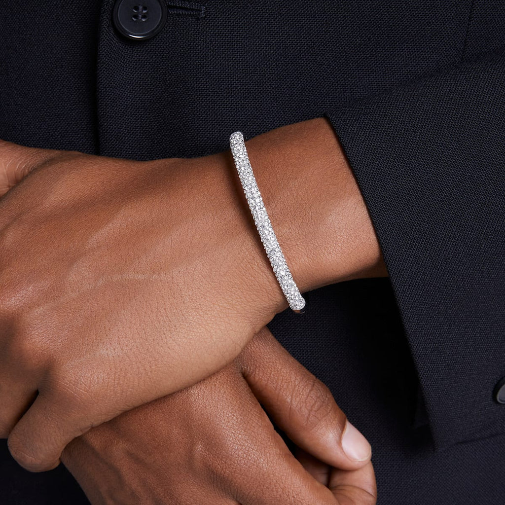 Sublima Snow Pavé Silver Bangle (MEDIUM)