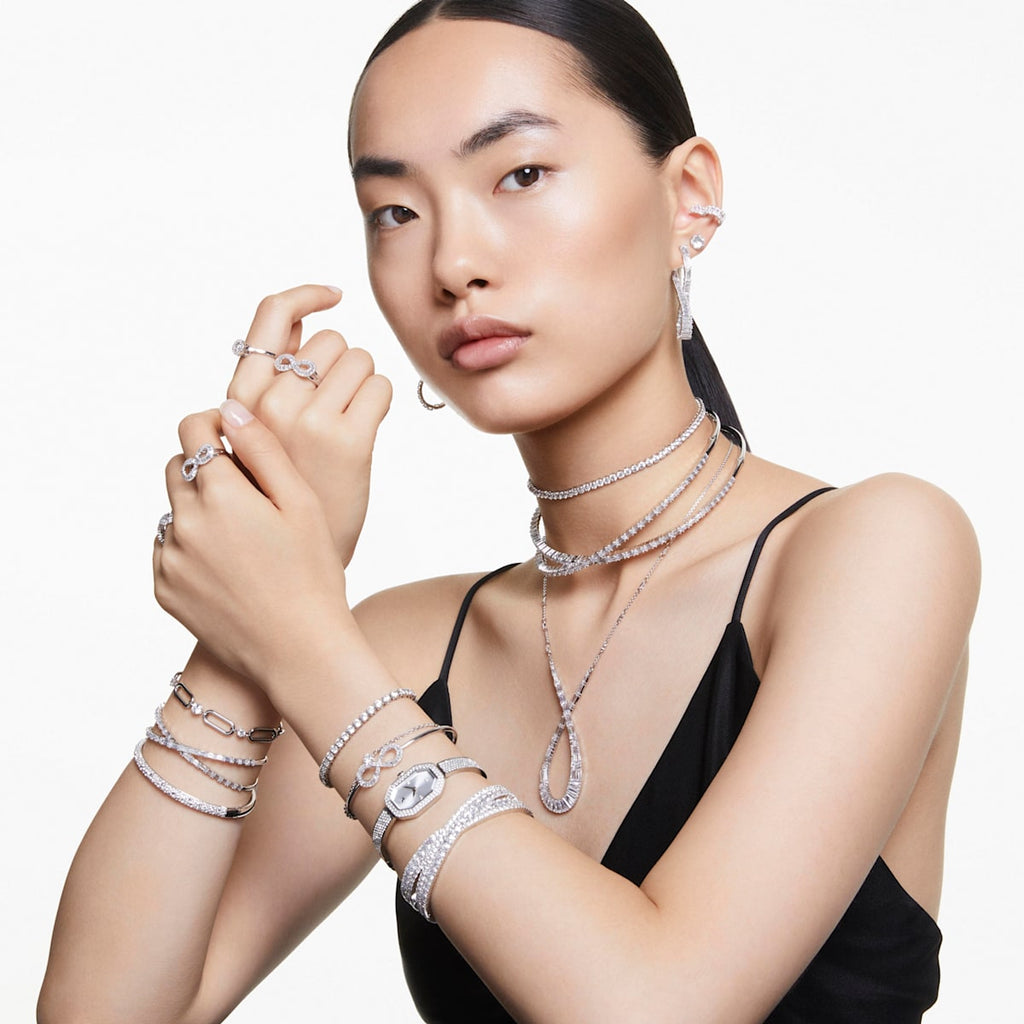 Sublima Snow Pavé Silver Bangle (MEDIUM)