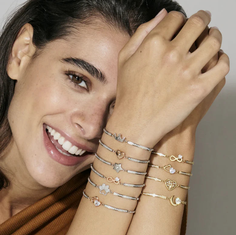 Milleluci: Refined Crown with CZ Stainless Steel Bracelet