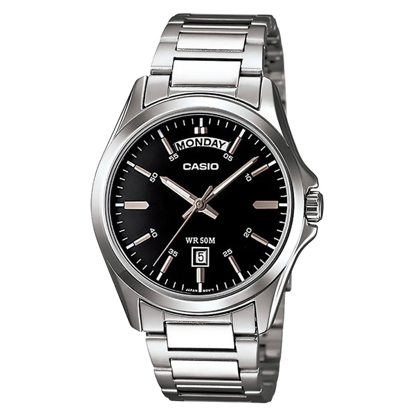 Casio Gents Analog Black Stainless Steel Band Watch