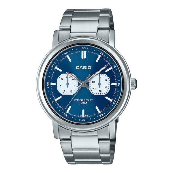 Casio Analog Day-Date DIal Blue/Stainless Steel Watch