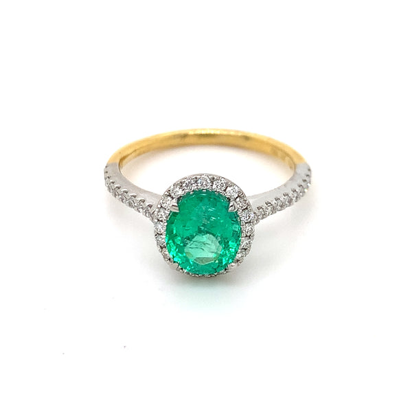 Emily Two Tone Emerald Ring
