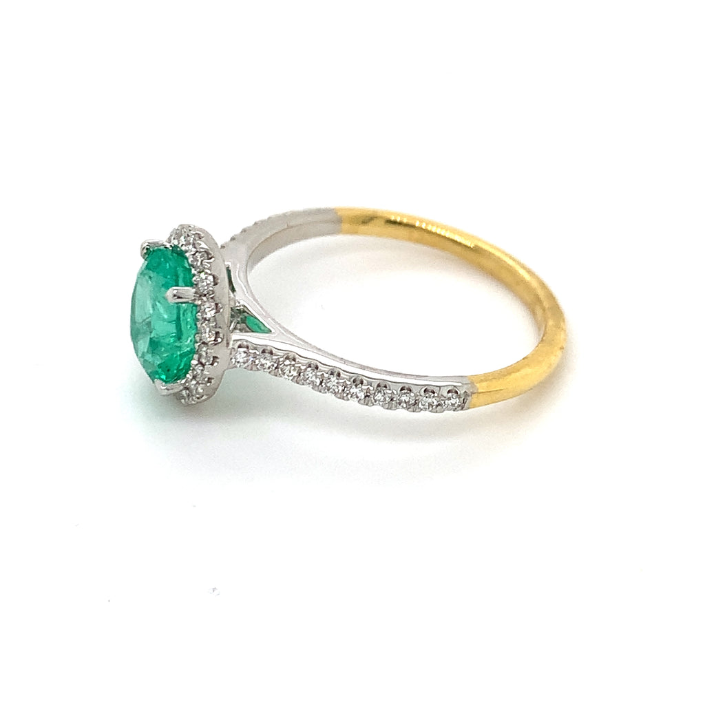 Emily Two Tone Emerald Ring