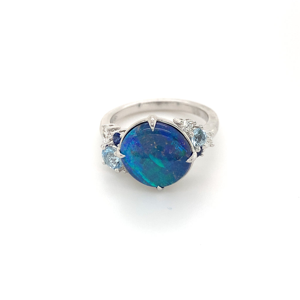 Iris Blue Opal Whitegold Ring