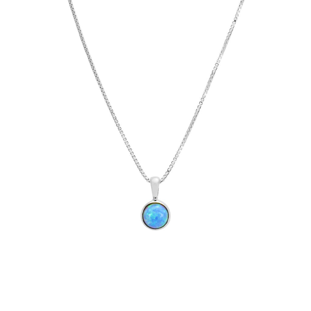 Circle Opalite Bezel Set SS Necklace