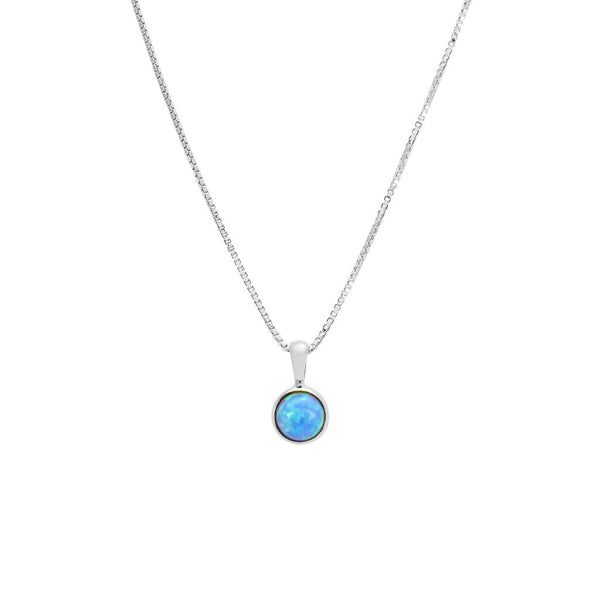 Circle Opalite Bezel Set SS Necklace
