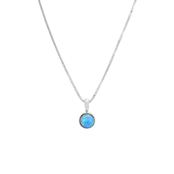 Necklace - 6mm Round Bezel Opalite