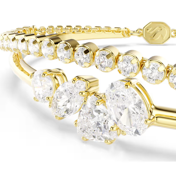 Mesmera: White Mixed Cuts Crystal Double Gold Bracelet